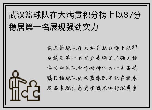 武汉篮球队在大满贯积分榜上以87分稳居第一名展现强劲实力